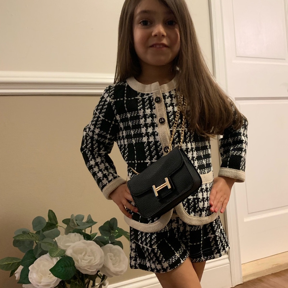 Designer inspired black and white matching set